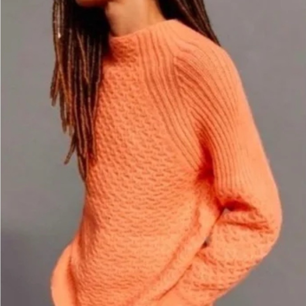 Anthropologie oversized fuzzy knit Orange Sweater